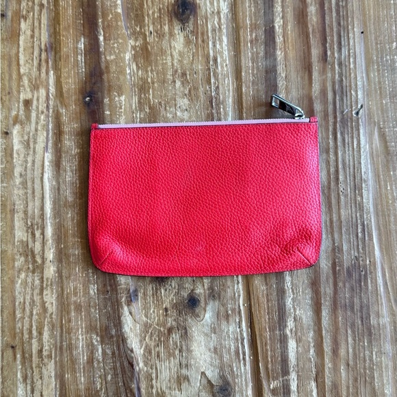 J. Crew Leather Clutch/Pouch in red with pink accents - Picture 3 of 6
